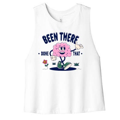 Been There Done That Retro Cartoon Brain Women's Racerback Cropped Tank