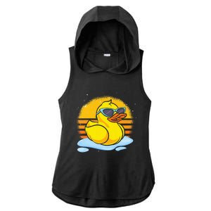 Bath Toy Duckie Cute Ducky Cool Sunglasses Retro Rubber Duck Ladies PosiCharge Tri-Blend Wicking Draft Hoodie Tank