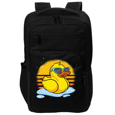 Bath Toy Duckie Cute Ducky Cool Sunglasses Retro Rubber Duck Impact Tech Backpack