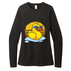 Bath Toy Duckie Cute Ducky Cool Sunglasses Retro Rubber Duck Womens CVC Long Sleeve Shirt