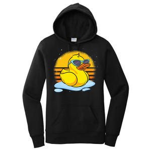 Bath Toy Duckie Cute Ducky Cool Sunglasses Retro Rubber Duck Women's Pullover Hoodie