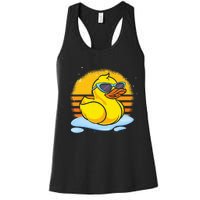 Bath Toy Duckie Cute Ducky Cool Sunglasses Retro Rubber Duck Women's Racerback Tank