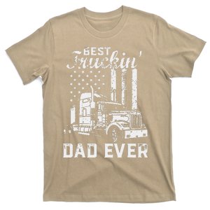 Best Truckin Dad Ever American Flag Fathers Day T-Shirt