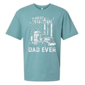 Best Truckin Dad Ever American Flag Fathers Day Sueded Cloud Jersey T-Shirt