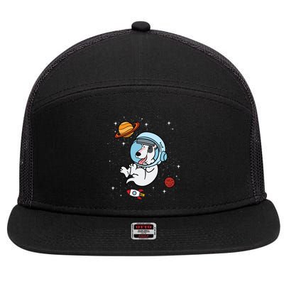 Bull Terrier Dog Astronaut Space Universe Galaxy Gift 7 Panel Mesh Trucker Snapback Hat