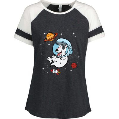 Bull Terrier Dog Astronaut Space Universe Galaxy Gift Enza Ladies Jersey Colorblock Tee