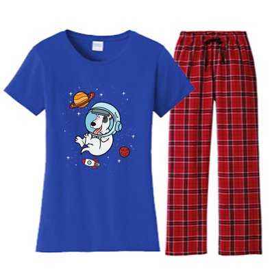 Bull Terrier Dog Astronaut Space Universe Galaxy Gift Women's Flannel Pajama Set