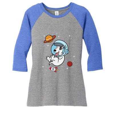 Bull Terrier Dog Astronaut Space Universe Galaxy Gift Women's Tri-Blend 3/4-Sleeve Raglan Shirt