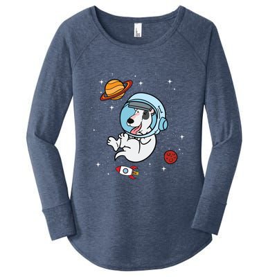 Bull Terrier Dog Astronaut Space Universe Galaxy Gift Women's Perfect Tri Tunic Long Sleeve Shirt