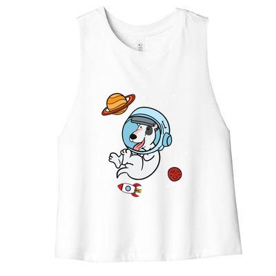 Bull Terrier Dog Astronaut Space Universe Galaxy Gift Women's Racerback Cropped Tank