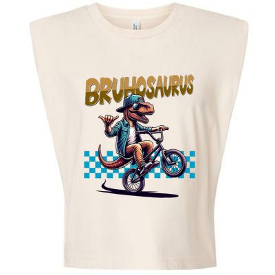 Bruhosaurus Trex Dinosaur Riding Bmx Bike Garment-Dyed Women's Muscle Tee