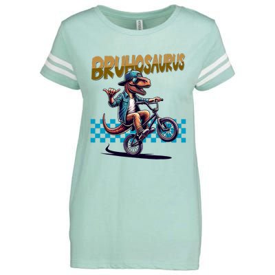 Bruhosaurus Trex Dinosaur Riding Bmx Bike Enza Ladies Jersey Football T-Shirt