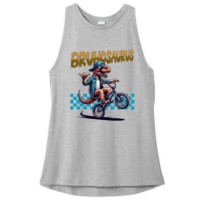 Bruhosaurus Trex Dinosaur Riding Bmx Bike Ladies PosiCharge Tri-Blend Wicking Tank