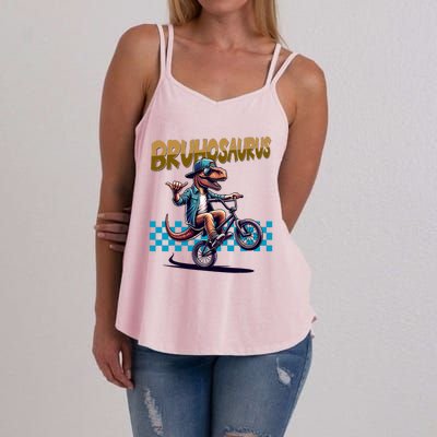 Bruhosaurus Trex Dinosaur Riding Bmx Bike Women's Strappy Tank