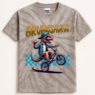 Bruhosaurus Trex Dinosaur Riding Bmx Bike Kids Tie-Dye T-Shirt