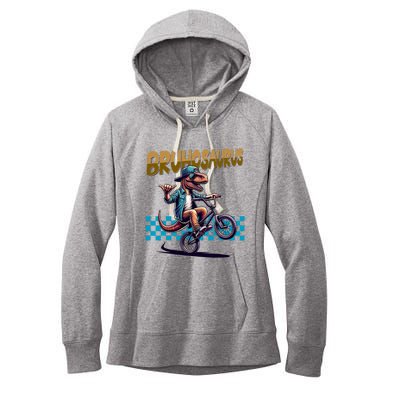 Bruhosaurus Trex Dinosaur Riding Bmx Bike Women's Fleece Hoodie