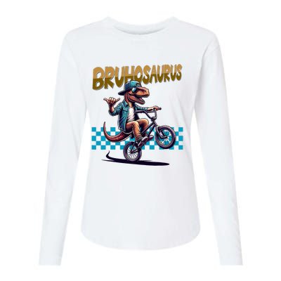 Bruhosaurus Trex Dinosaur Riding Bmx Bike Womens Cotton Relaxed Long Sleeve T-Shirt