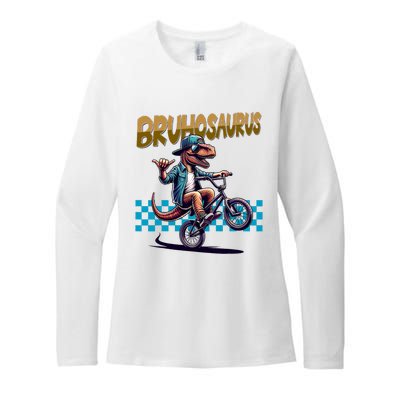 Bruhosaurus Trex Dinosaur Riding Bmx Bike Womens CVC Long Sleeve Shirt