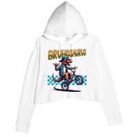 Bruhosaurus Trex Dinosaur Riding Bmx Bike Crop Fleece Hoodie