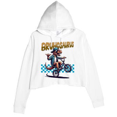 Bruhosaurus Trex Dinosaur Riding Bmx Bike Crop Fleece Hoodie