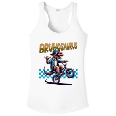 Bruhosaurus Trex Dinosaur Riding Bmx Bike Ladies PosiCharge Competitor Racerback Tank