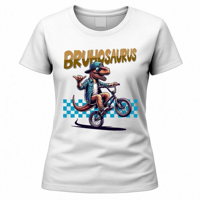 Bruhosaurus Trex Dinosaur Riding Bmx Bike Women's T-Shirt