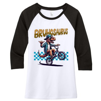 Bruhosaurus Trex Dinosaur Riding Bmx Bike Women's Tri-Blend 3/4-Sleeve Raglan Shirt