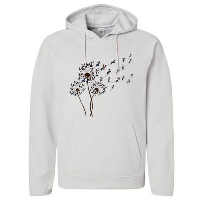 Boston Terrier Dandelion Flower Fly Dog Lovers Funny Performance Fleece Hoodie