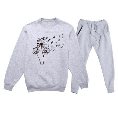 Boston Terrier Dandelion Flower Fly Dog Lovers Funny Premium Crewneck Sweatsuit Set