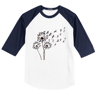 Boston Terrier Dandelion Flower Fly Dog Lovers Funny Baseball Sleeve Shirt