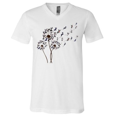 Boston Terrier Dandelion Flower Fly Dog Lovers Funny V-Neck T-Shirt