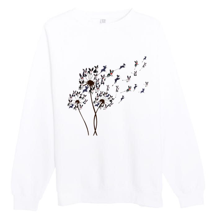 Boston Terrier Dandelion Flower Fly Dog Lovers Funny Premium Crewneck Sweatshirt