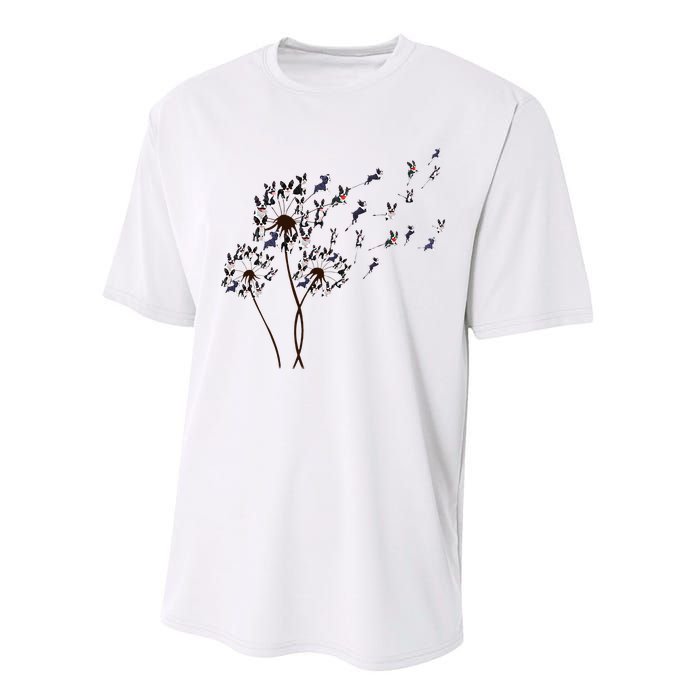 Boston Terrier Dandelion Flower Fly Dog Lovers Funny Performance Sprint T-Shirt