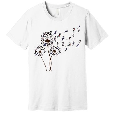 Boston Terrier Dandelion Flower Fly Dog Lovers Funny Premium T-Shirt