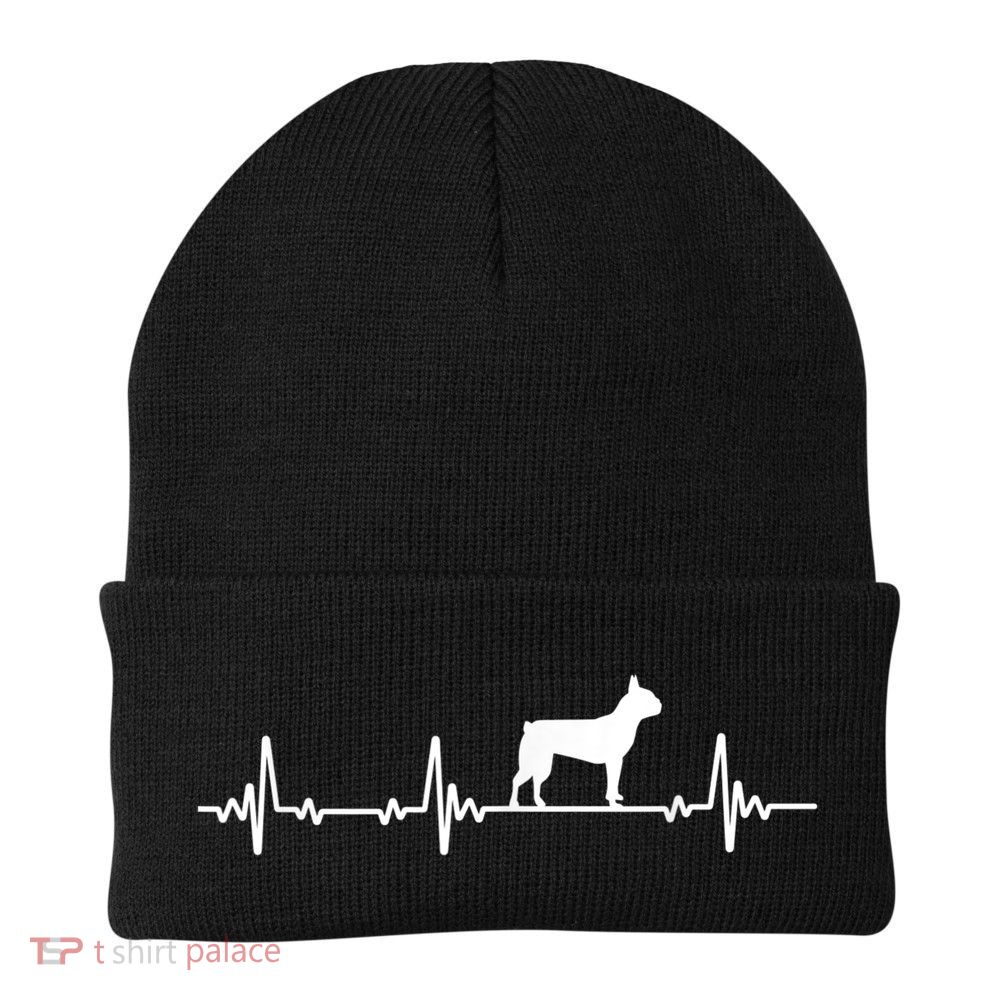 Boston Terrier Dog Heartbeat Dogs Lovers Men Women Beanie