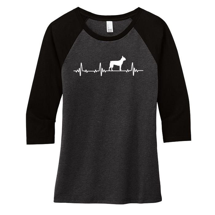 Boston Terrier Dog Heartbeat Dogs Lovers Men Women Women's Tri-Blend 3/4-Sleeve Raglan Shirt