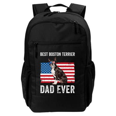 Boston Terrier Dad Usa American Flag Dog Lover Owner Funny Daily Commute Backpack