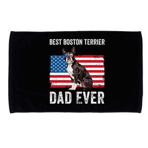 Boston Terrier Dad Usa American Flag Dog Lover Owner Funny Microfiber Hand Towel