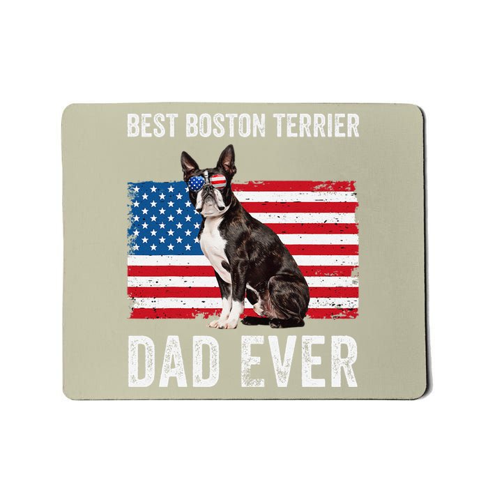 Boston Terrier Dad Usa American Flag Dog Lover Owner Funny Mousepad