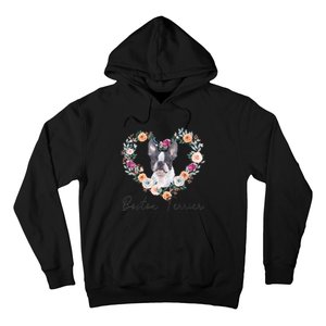 Boston Terrier Dog Flower Heart Funny Mothers Day Gift Hoodie