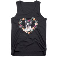 Boston Terrier Dog Flower Heart Funny Mothers Day Gift Tank Top