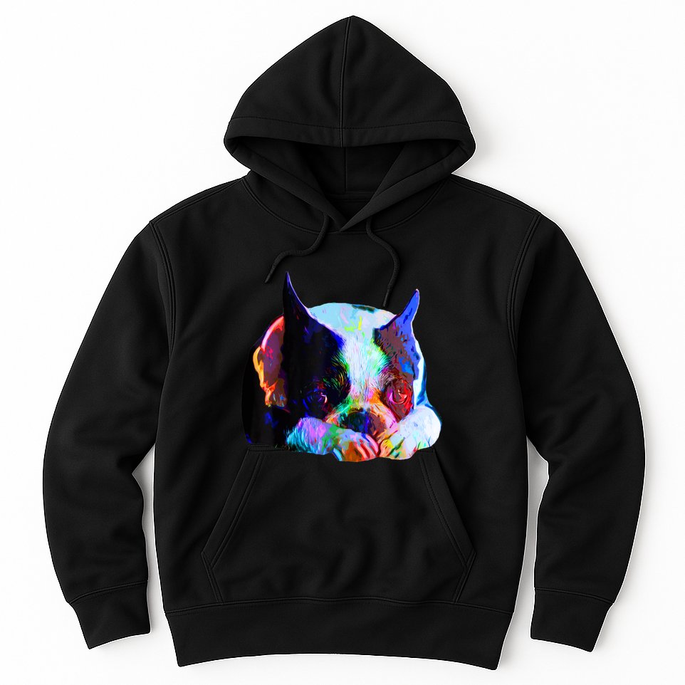 Boston Terrier Dog Lover Art Artsy Colorful Boston Terrier Hoodie