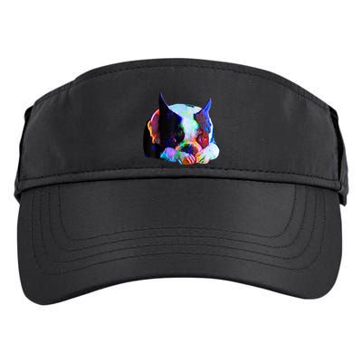 Boston Terrier Dog Lover Art Artsy Colorful Boston Terrier Adult Drive Performance Visor