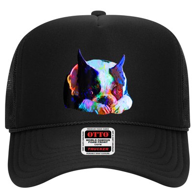 Boston Terrier Dog Lover Art Artsy Colorful Boston Terrier Trucker Hat