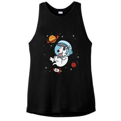 Bull Terrier Dog Astronaut Space Universe Galaxy Gift Ladies PosiCharge Tri-Blend Wicking Tank