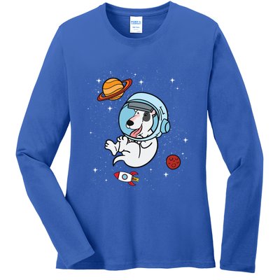 Bull Terrier Dog Astronaut Space Universe Galaxy Gift Ladies Long Sleeve Shirt