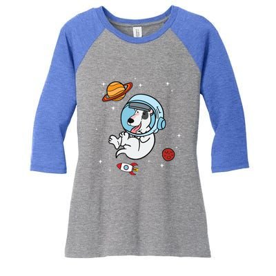 Bull Terrier Dog Astronaut Space Universe Galaxy Gift Women's Tri-Blend 3/4-Sleeve Raglan Shirt