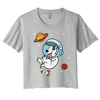 Bull Terrier Dog Astronaut Space Universe Galaxy Gift Women's Crop Top Tee