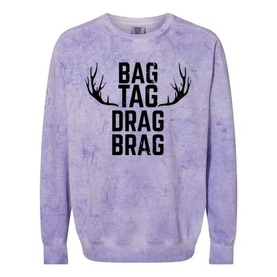 Bag Tag Drag Brag Funny Deer Hunting Design Colorblast Crewneck Sweatshirt