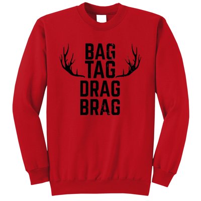 Bag Tag Drag Brag Funny Deer Hunting Design Sweatshirt